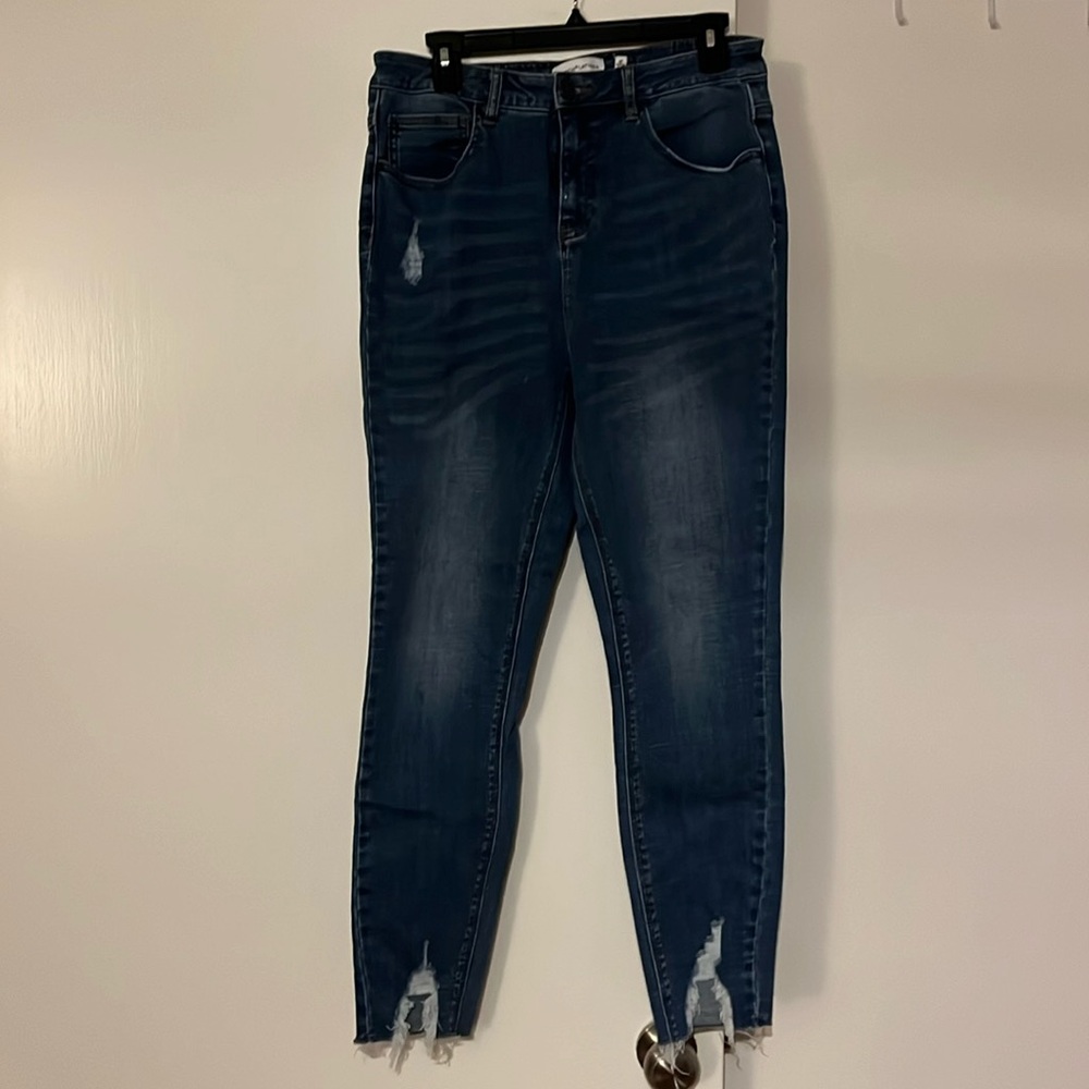 High rise dark jeans